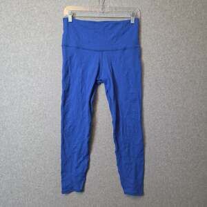 Emily Hsu Blue Rumble Logo Jacquard High Waist Leggings Women's Large Stretch